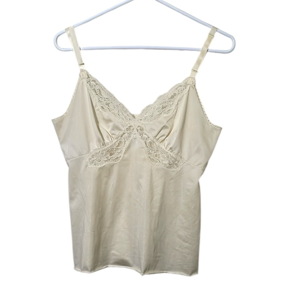 Vintage Shadowline Lace Trim Cream Camisole